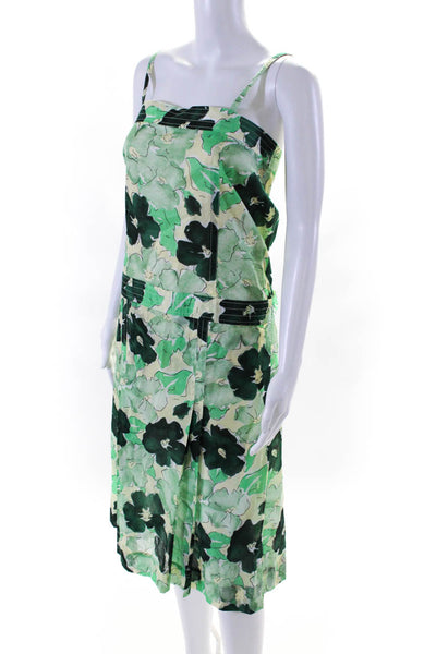 Plan C Womens Floral Print Big Blooms Cotton Organza Dress Mint Green Size 40
