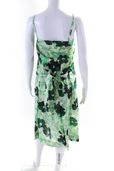 Plan C Womens Floral Print Big Blooms Cotton Organza Dress Mint Green Size 40