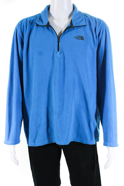 The North Face Mens Fleece Half Zipper Sweater Blue Size Extra Large