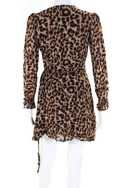 Essentiel Antwerp Womens Cheetah Print Tie Wrap Dress Brown Black Size 2US 34EU