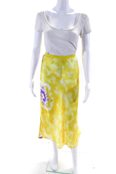 Lini Womens Yellow Purple Stretch Maxi Skirt Size M