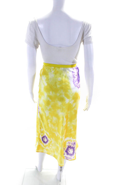 Lini Womens Yellow Purple Stretch Maxi Skirt Size M
