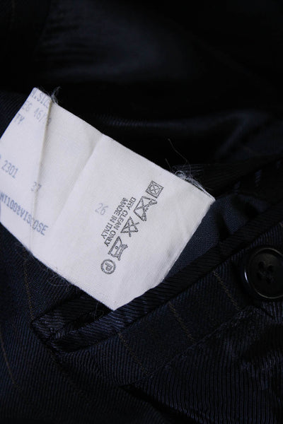 Brooks Brothers Mens Wool Pinstripe Print Two Button Blazer Black Brown Size 46R