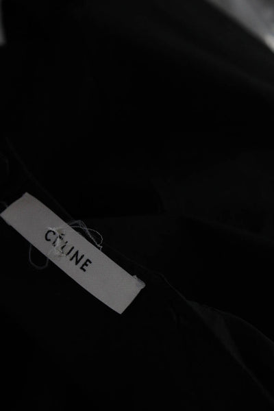 Celine Womens Front Zipper Tank Top Black Cotton Blend Size EUR 40