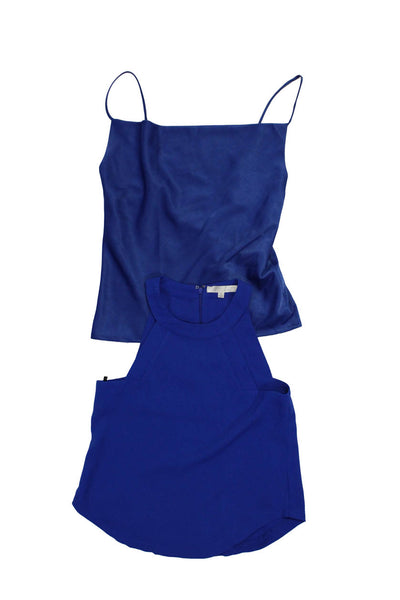 L'Academie Joa Los Angeles Womens Blue Drape Neck Blouse Top Size XS S Lot 2