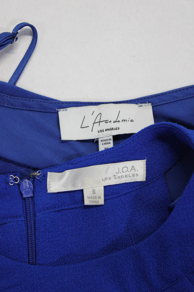 L'Academie Joa Los Angeles Womens Blue Drape Neck Blouse Top Size XS S Lot 2