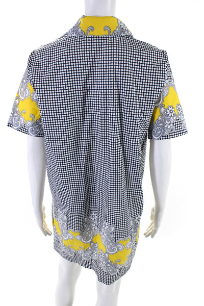 Muze Women's Printed Short Sleeve Mini Shirt Dress Multicolor Size L