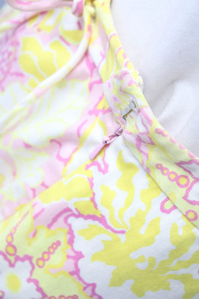 Tibi Women's Side Zip Floral Print Mini Skirt Pink Yellow Size 6