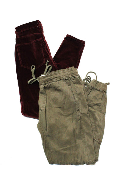 Pam & Gela Frame Denim Womens Sweat Pants Velvet Jeans Green Red Size S 25 Lot 2