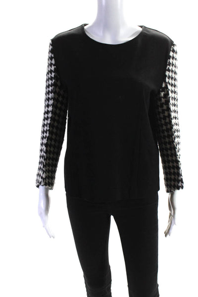 Ter Et Bantine Womens Wool Houndstooth Knit Sleeve Top Black Size 42