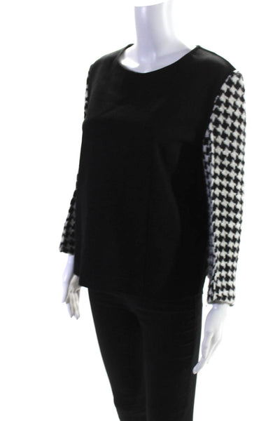 Ter Et Bantine Womens Wool Houndstooth Knit Sleeve Top Black Size 42