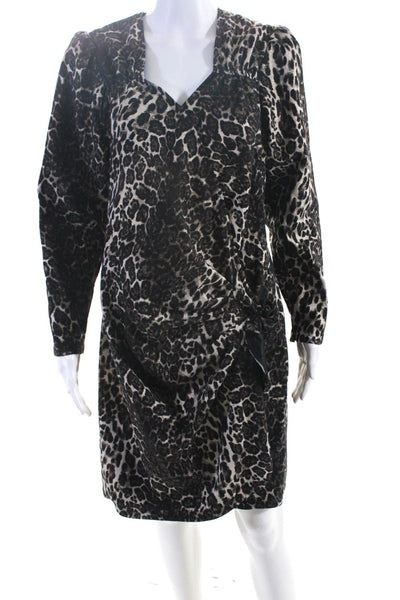 Essentiel Antwerp Women's Animal Print Draped Mini Dress Dress Brown Size 10