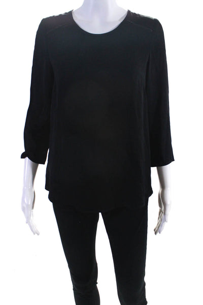 Milly Women's Silk 3/4 Sleeve Blouse Black Size 4