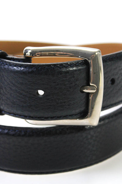 Di Stefano Men's Pebbled Leather Belt Blue Size 36
