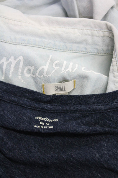 Madewell Womens Button Front Tee Shirts Blue Size Small Medium Lot 2