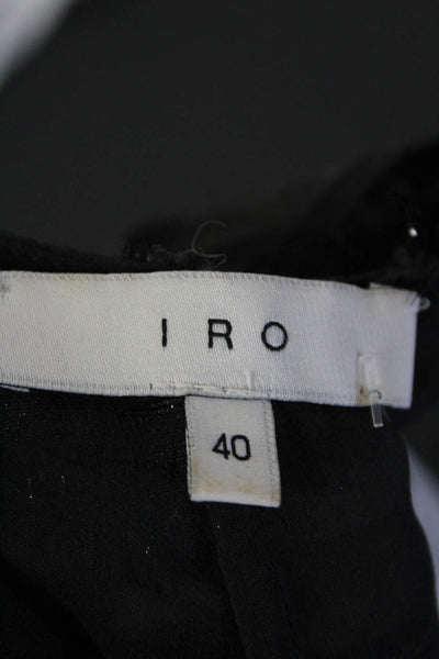 IRO Womens Silk Metallic Look Round Neck Short Tank Dress Black Size 40
