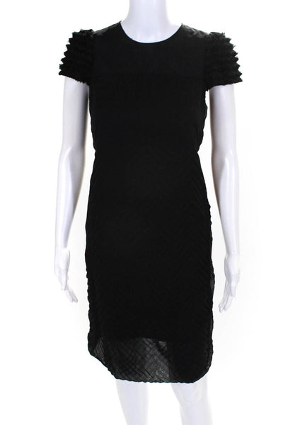 See by Chloe Womens Chevron Print Cap Sleeve Bubble Hem Dress Black Size 2