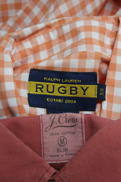 Ralph Lauren Rugby J Crew Mens Button Down Shirts Orange Red Size XS M Lot 2