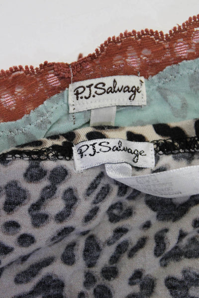 P.J. Salvage Women's Slip Sleep Dress Camisole Top Brown Blue Size S Lot 2
