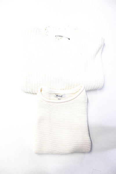 Madewell Wild Honey Women's Knit Top Crewneck Sweater Ivory Size S M Lot 2