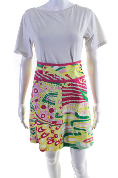 Tibi Womens Abstract Print A Line Skirt Multi Colored Cotton Size 8