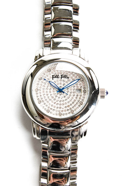 Folli Follie Women's Silver Tone 45mm Round Crystal Face Wristwatch