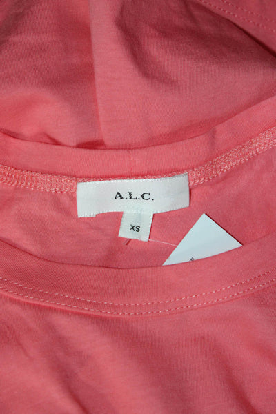 ALC Womens Short Sleeve Crew Neck Boxy Tee Shirt Salmon Pink Cotton Size XS