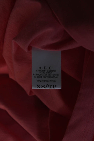 ALC Womens Short Sleeve Crew Neck Boxy Tee Shirt Salmon Pink Cotton Size XS