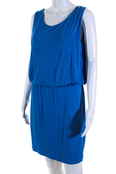 Allude Womens Jersey Knit Scoop Neck Blouson Mini Dress Blue Size S