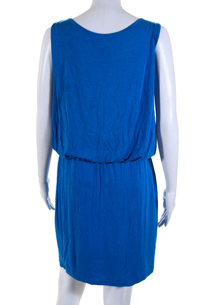 Allude Womens Jersey Knit Scoop Neck Blouson Mini Dress Blue Size S