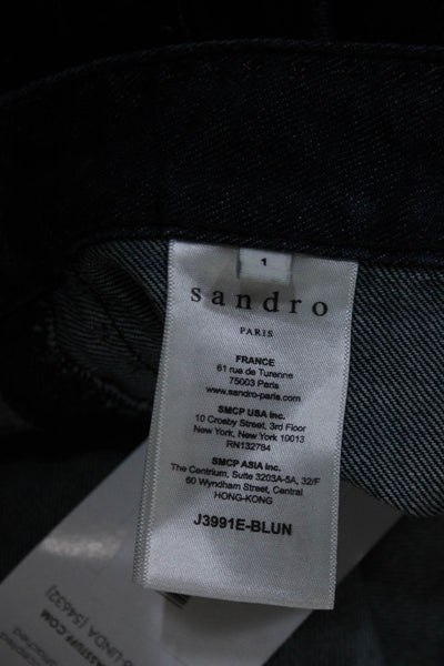 Sandro Womens Denim Studded Mid Rise A-Line Short Jean Skirt Blue Size 1