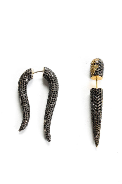 Pristine Womens 18KT Yellow Gold Black Diamond Threader Earrings TCW 17 Grams