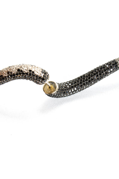 Pristine Womens 18KT Yellow Gold Black Diamond Threader Earrings TCW 17 Grams