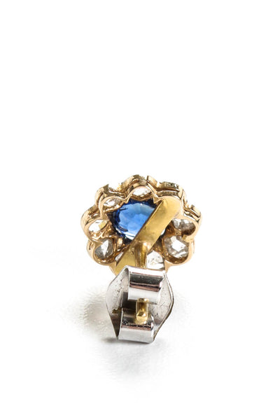 Designer Womens Antique 14kt Yellow Gold Diamond Sapphire Stud Earrings TCW 4G