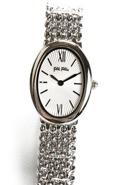 Folli Follie Women's Stainless Steel Silver Tone 24mm Oval Face Wristwatch