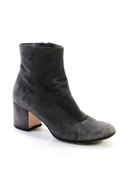 Gianvito Rossi Womens Suede Zip Up Ankle Boots Gray Size 36.5 6.5