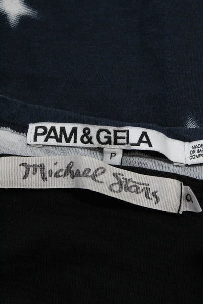 Michael Stars Pam & Gela Womens Short Sleeve T Shirts Blue Black Size OS P Lot 2