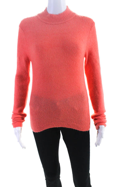 Intermix Womens Knit Mock Neck Long Sleeve Sweater Coral Size S