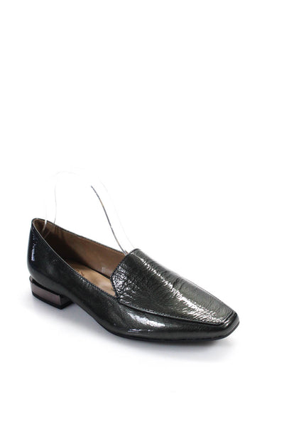 Naturalizer Womens Slip On Square Toe Loafers Gray Patent Leather Size 6.5W