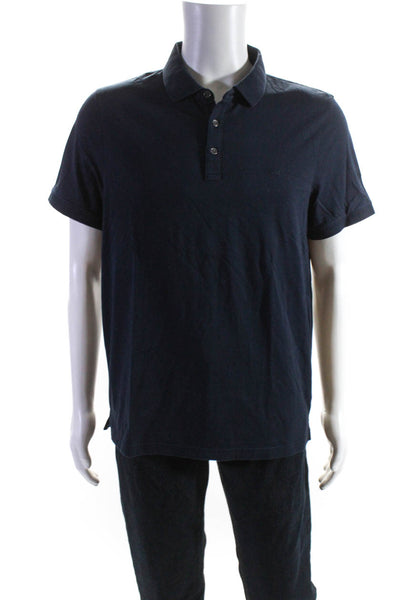 Michael Kors Mens Cotton Short Sleeve Collared Buttoned Shirt Navy Size L