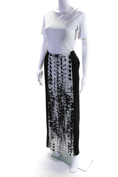 BCBGMAXAZRIA Womens Abstract Print Front Slit Maxi Skirt Black Size Large