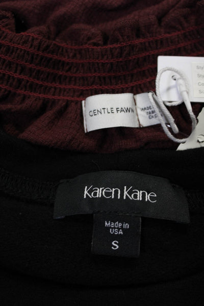 Karen Kane Gentle Fawn Womens Ruched Studded Tops Burgundy Black Size S L Lot 2