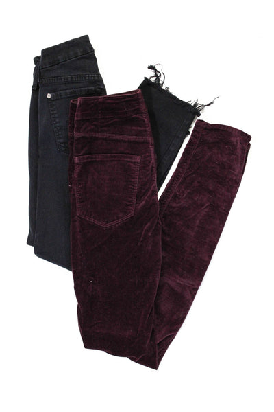 7 For All Mankind Women's Skinny Jeans Velvet Pants Black Purple Size 24 Lot 2