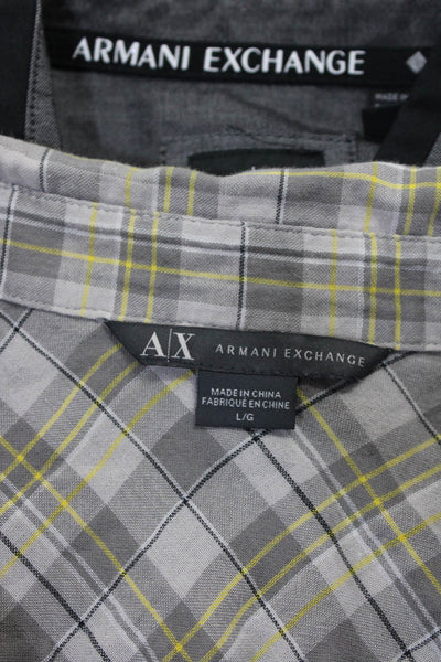 AX Armani Exchange Womens Collared Plaid Solid Blouse Tops Gray Size XS/L Lot 2