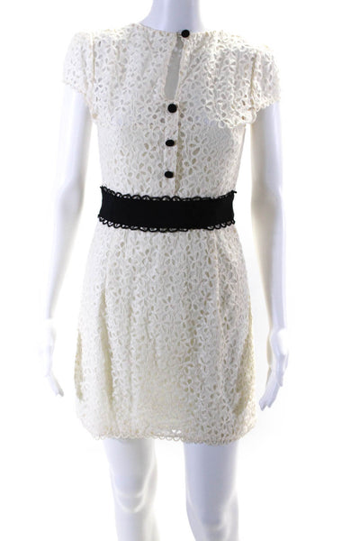 Milly Of New York Womens Short Sleeve Sheath Dress White Cotton Size 4