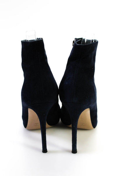 Gianvito Rossi Womens Blue Suede Peep Toe High Heel Ankle Boots Shoes Size 6