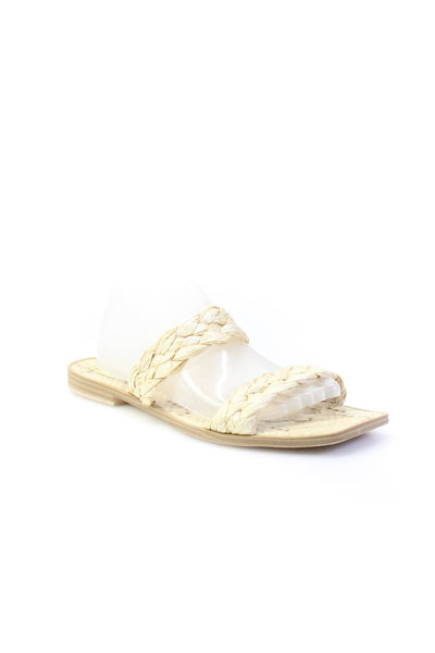 Dolce Vita Womens Braided Dual Strap Animal Print Slide Sandals Beige Size 11