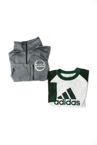 Adidas The North Face Men's T-Shirt 1/4 Zip Fleece Gray Green Size M L Lot 2