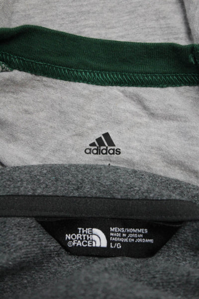 Adidas The North Face Men's T-Shirt 1/4 Zip Fleece Gray Green Size M L Lot 2