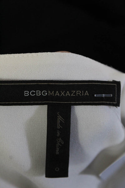 BCBGMAXAZRIA Womens Sleeveless Chiffon Colorblocked Jumpsuit White Black Size 0